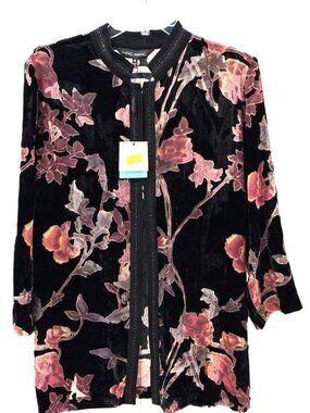 NWT Ming Wang sz. XL, Heritage 3/4 sleeve Round Mock Neck Open front Cardigan